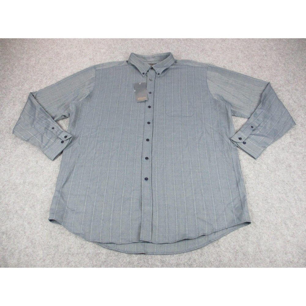 Pendleton Shirt Mens 3XL XXXL Tall Gray Striped Virgin Wool Board Button Down